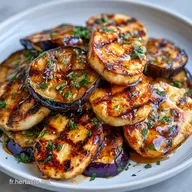 Aubergines Halloumi Miel Caram&eacute;lis&eacute;es