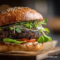 Burger V&eacute;g&eacute;tarien aux Haricots Noirs et Umami Recette Facile Gourmande