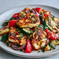 Halloumi Aux L&eacute;gumes R&ocirc;tis en 40 Minutes