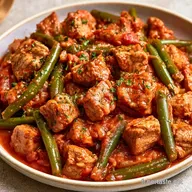 Haricots Verts Sauce Tomate &agrave; l'Agneau