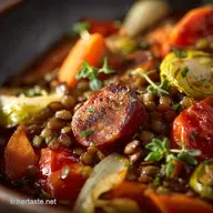 Lentilles au Chorizo et L&eacute;gumes Mijot&eacute; rustique facile et complet
