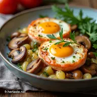 &OElig;ufs Cocotte Saumon Champignons Comt&eacute; Un D&eacute;lice Facile
