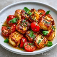 Po&ecirc;l&eacute;e Tomates Halloumi en 20 Minutes