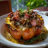 Potiron Farci Au Jambon Et Aux Champignons : Saveur Intense