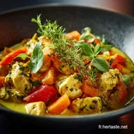 Poulet aux L&eacute;gumes et au Curry : Recette Express, Facile et Cr&eacute;meuse
