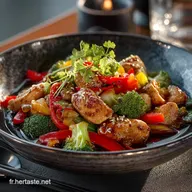Poulet au soja et l&eacute;gumes Recette rapide du Wok laqu&eacute; saveur umami