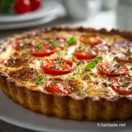 Quiche sans p&acirc;te au thon et tomate : Recette l&eacute;g&egrave;re et facile en 15 min