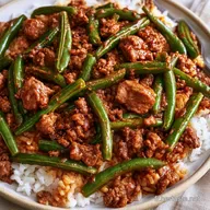 Riz Viande Hach&eacute;e Haricots pour 4 Personnes