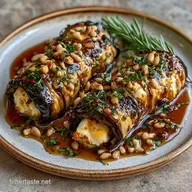 Roul&eacute;s d'Aubergine au Halloumi au Miel