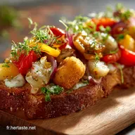 Tartine aux l&eacute;gumes et nuggets Recette rapide et gourmande