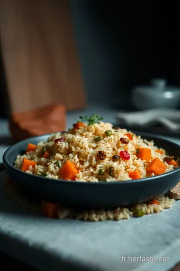 Riz Pilaf Parfumé aux Épices et Légumes Colorés presentation