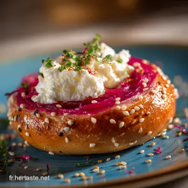 Bagel au chou rouge et ch&egrave;vre frais La version gourmet fa&ccedil;on bistrot Fiche recette