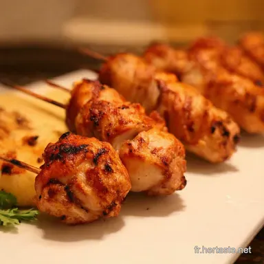 Recette Simple et Rapide Brochettes Poulet Go&ucirc;t de Vacances Fiche recette