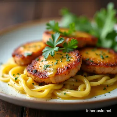 Recette Facile C&ocirc;telettes de Porc Sauce Moutarde Onctueuse