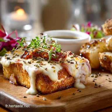 Croque au bacon et fromage Recette gourmet bistro facile et cr&eacute;meuse