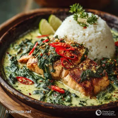 Curry de Saumon aux &Eacute;pinards Recette Facile au Lait de Coco Fiche recette