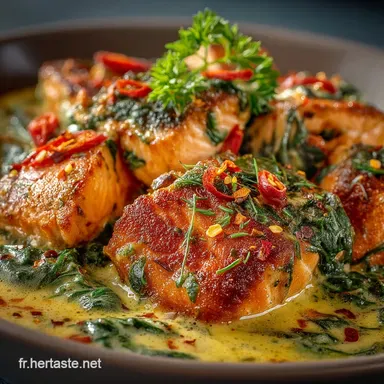 Curry de Saumon aux &Eacute;pinards Recette Facile au Lait de Coco