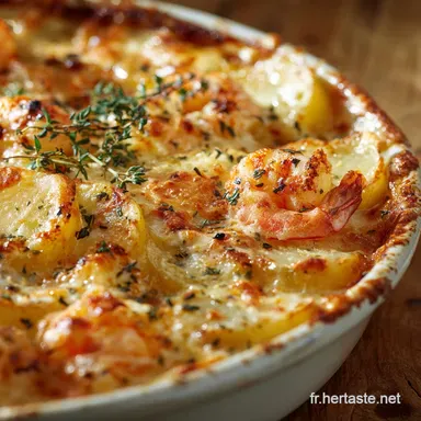 Gratin L&eacute;ger aux Crevettes et Pommes de Terre Recette facile et a&eacute;rienne
