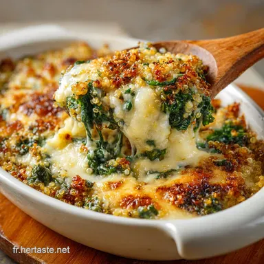 Gratin de quinoa mozzarella et &eacute;pinards Facile et ultracr&eacute;meux Fiche recette