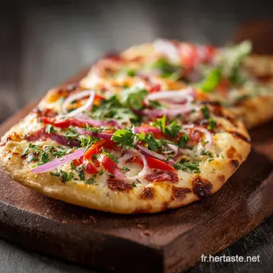 Pizza naan Recette Express Moelleuse et Facile D&icirc;ner Rapide Fiche recette
