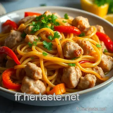 Nouilles saut&eacute;es au poulet fa&ccedil;on wok &ndash; Recette simple et savoureuse Fiche recette