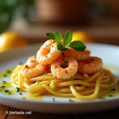 Recette Diner Rapide P&acirc;tes Scampi Citron Ail en 25 min Fiche recette