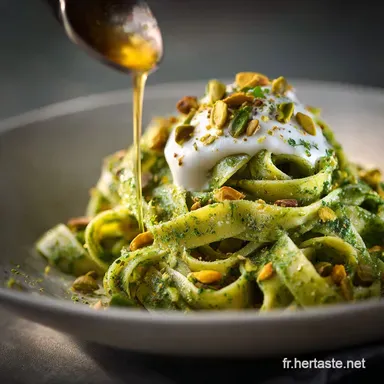 P&acirc;tes au pesto de pistache &agrave; la cr&egrave;me Recette rapide et onctueuse Fiche recette