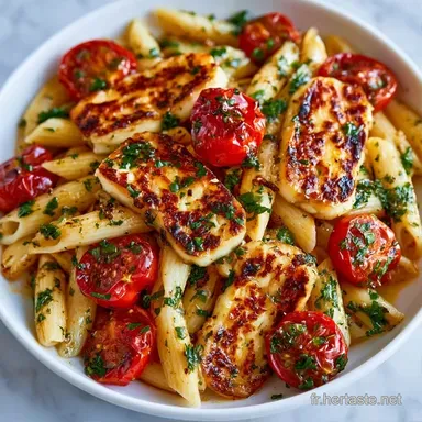 P&acirc;tes Tomates Cerises Halloumi en 30 Min Fiche recette