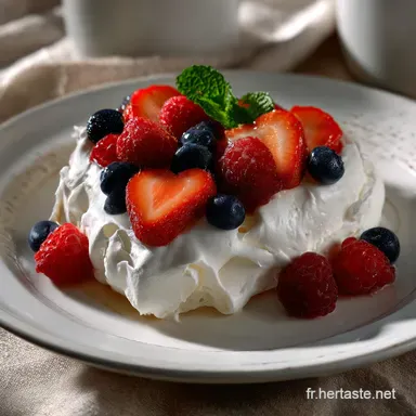 Pavlova Recette: C&oelig;ur Guimauve A&eacute;rien Fiche recette