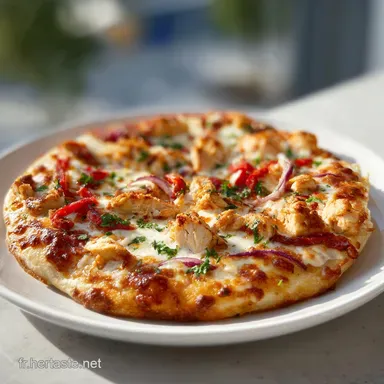 Pizza au Poulet Cr&egrave;me Fra&icirc;che pour 3 Fiche recette