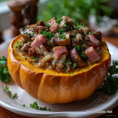 Potiron Farci Au Jambon Et Aux Champignons : Saveur Intense Fiche recette