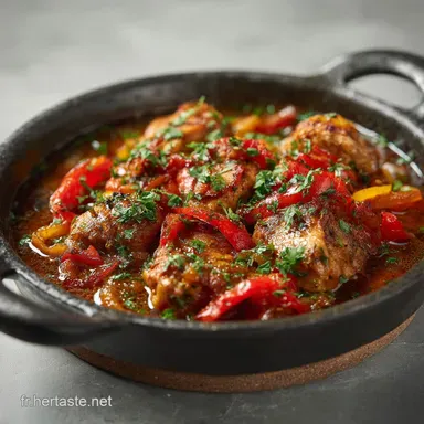Recette de Poulet Basquaise &agrave; la fa&ccedil;on de Cyril Lignac : 70 min