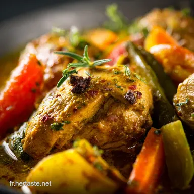 Poulet aux L&eacute;gumes et au Curry : Recette Express, Facile et Cr&eacute;meuse Fiche recette