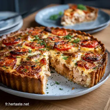 Quiche sans p&acirc;te au thon et tomate : Recette l&eacute;g&egrave;re et facile en 15 min Fiche recette