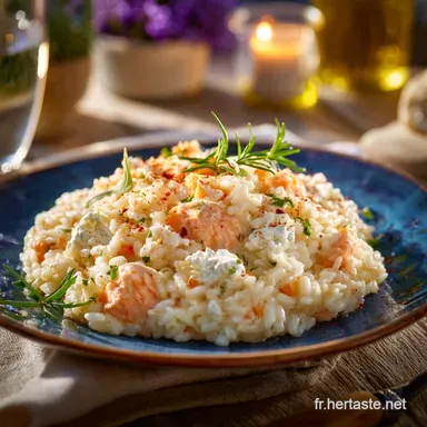 Risotto L&eacute;ger au Saumon Frais et Boursin, Recette cr&eacute;meuse et rapide.