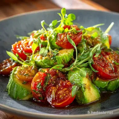 Salade avocat langue tomate r&eacute;invent&eacute;e recette bistrot gourmande Fiche recette