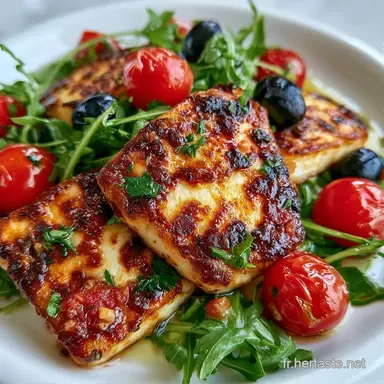 Salade Tomates Cerises Halloumi (4 pers) Fiche recette