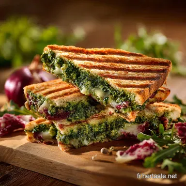Sandwich au pesto aux &eacute;pinards Recette facile et rapide de Panini gourmand Fiche recette
