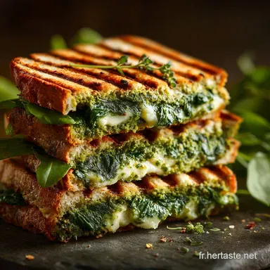 Sandwich au pesto aux &eacute;pinards Recette facile et rapide de Panini gourmand