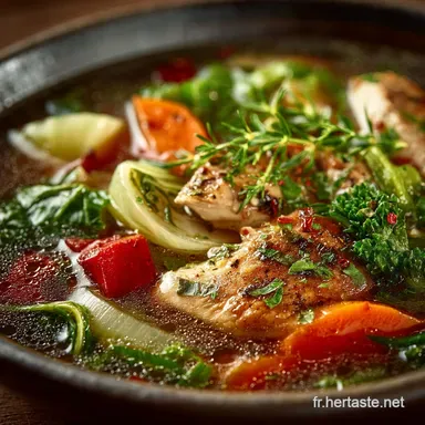 Soupe de Poulet aux L&eacute;gumes Bouillon de GrandM&egrave;re R&eacute;confortant Fiche recette