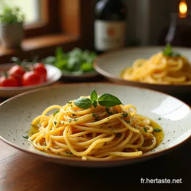 Spaghetti Aglio e Olio D&icirc;ner Rapide Italien Revisit&eacute; Fiche recette