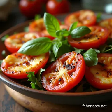 Salade de Tomates et Halloumi Grill&eacute; aux Herbes de Provence Repas Facile Fiche recette