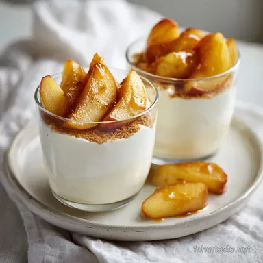 Verrines Fromage Blanc Pommes Caramelis&eacute;es pour 4 Personnes Fiche recette