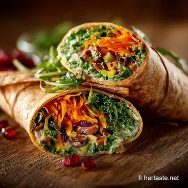 Wrap v&eacute;g&eacute;tarien aux l&eacute;gumes, frais et express au tahini Fiche recette