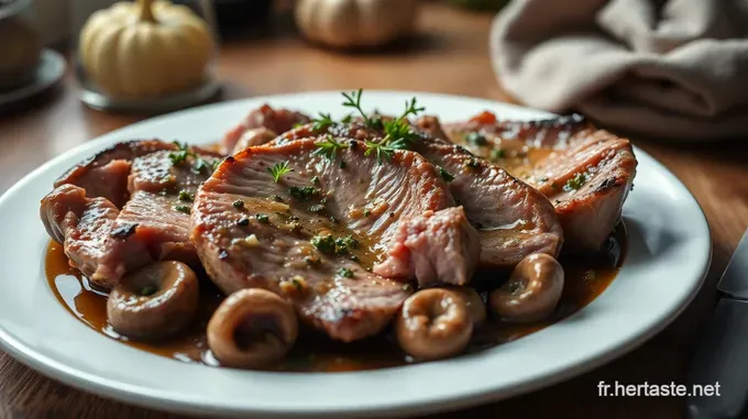 Côte de Veau Rôti avec Sauce aux Champignons