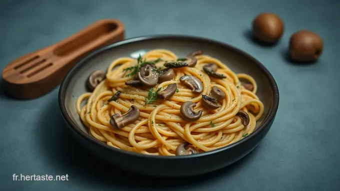 Fusili à la sauce crémeuse aux champignons et aux épinards