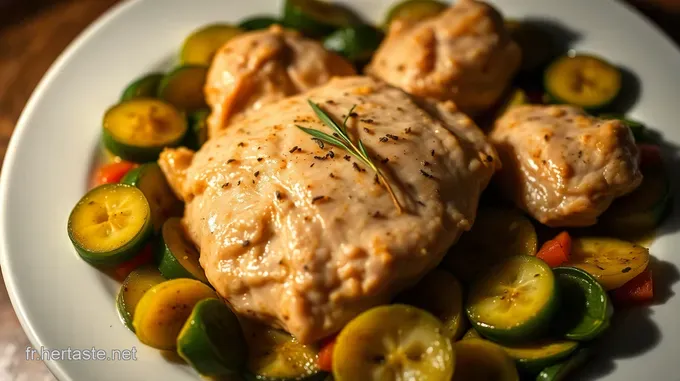 Poulet tendre aux courgettes sautées à la provençale