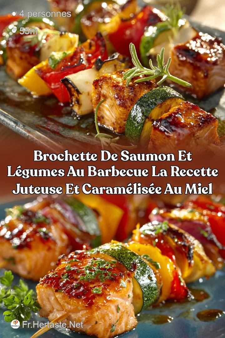 Brochette de saumon et l&eacute;gumes au barbecue La recette juteuse et caram&eacute;lis&eacute;e au miel