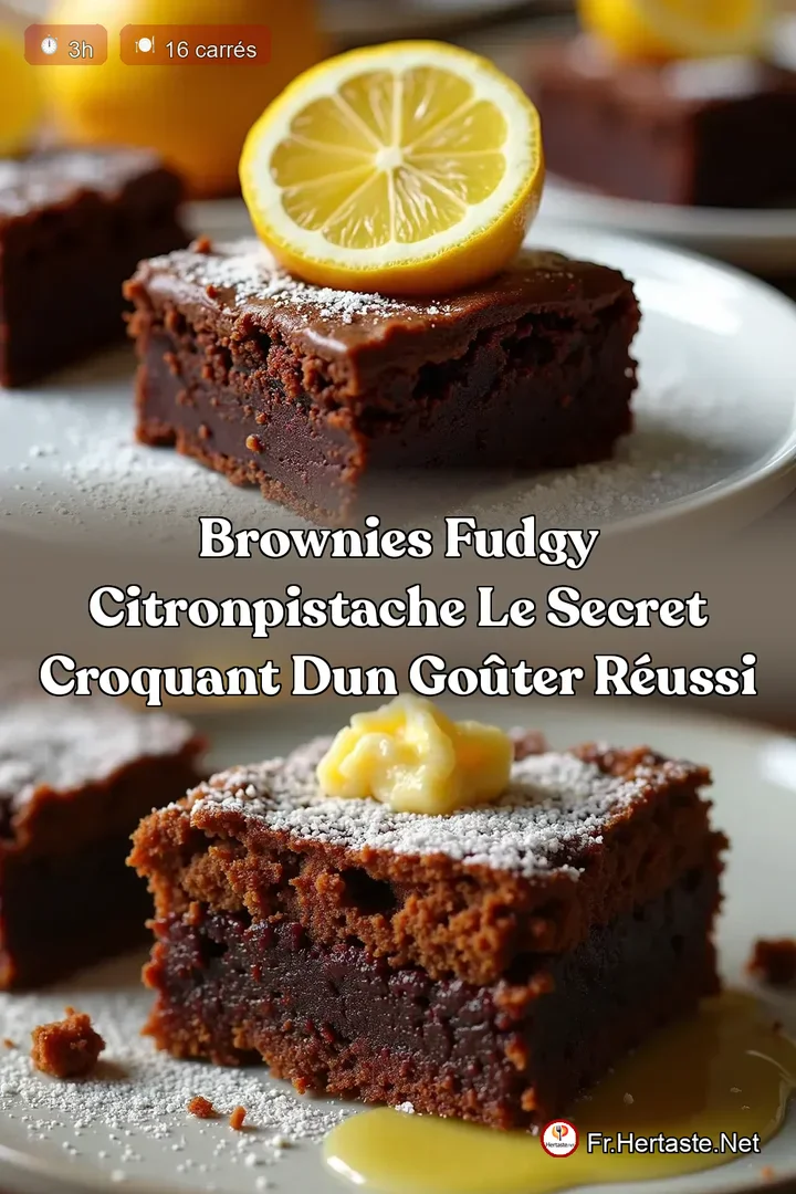 Brownies Fudgy CitronPistache Le Secret Croquant dun Go&ucirc;ter R&eacute;ussi