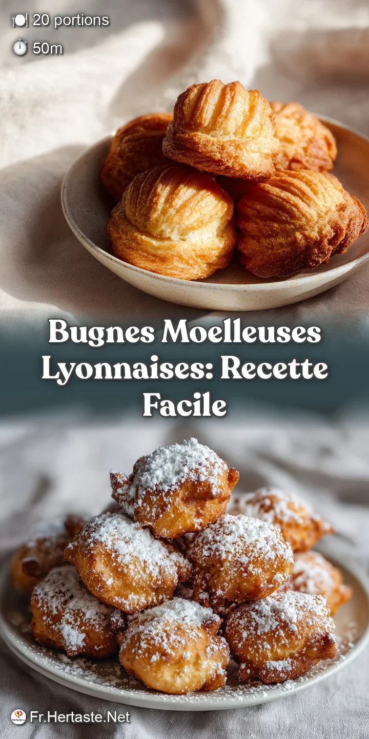 Close-up of a single, golden-brown bugne, its porous surface glistening with powdered sugar, promising a light and airy, s...